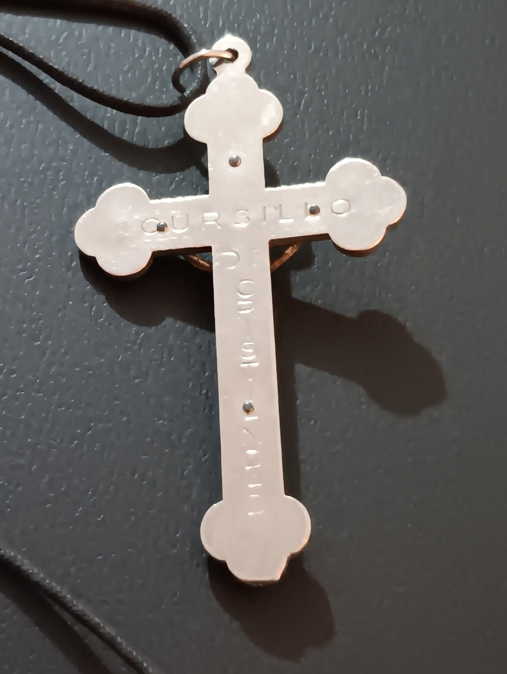 Cross Pendant Necklace with Engraved Text - Picture 2 of 3